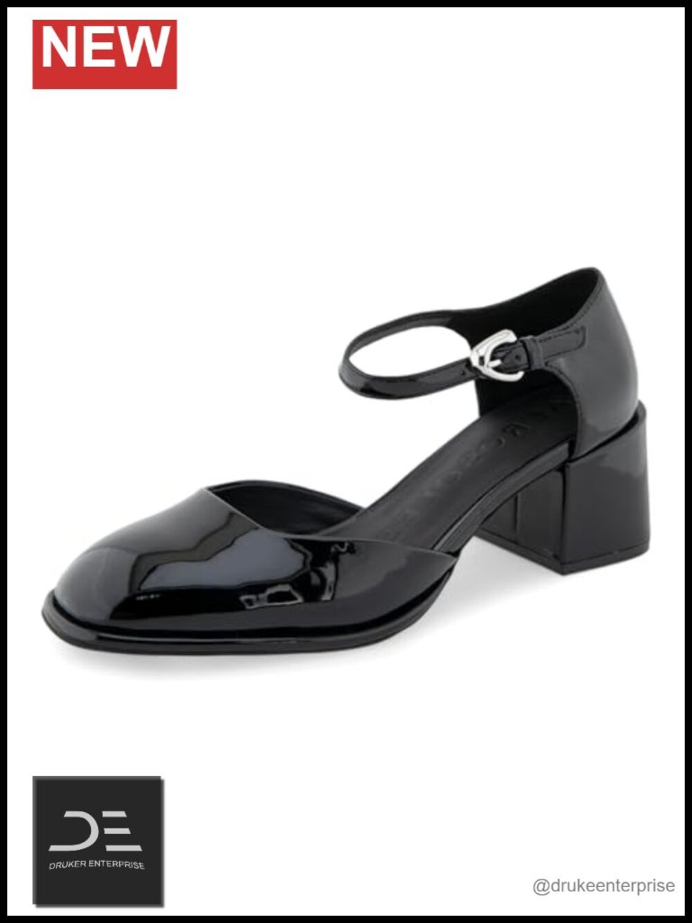 Women's Block Heel Ankle Strap Pumps Almond Toe Faux Leather